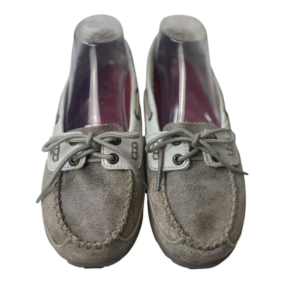 Twisted X Women’s Dusty Tan/White Leather Driving Slip On Moccasins - Picture 2 of 9